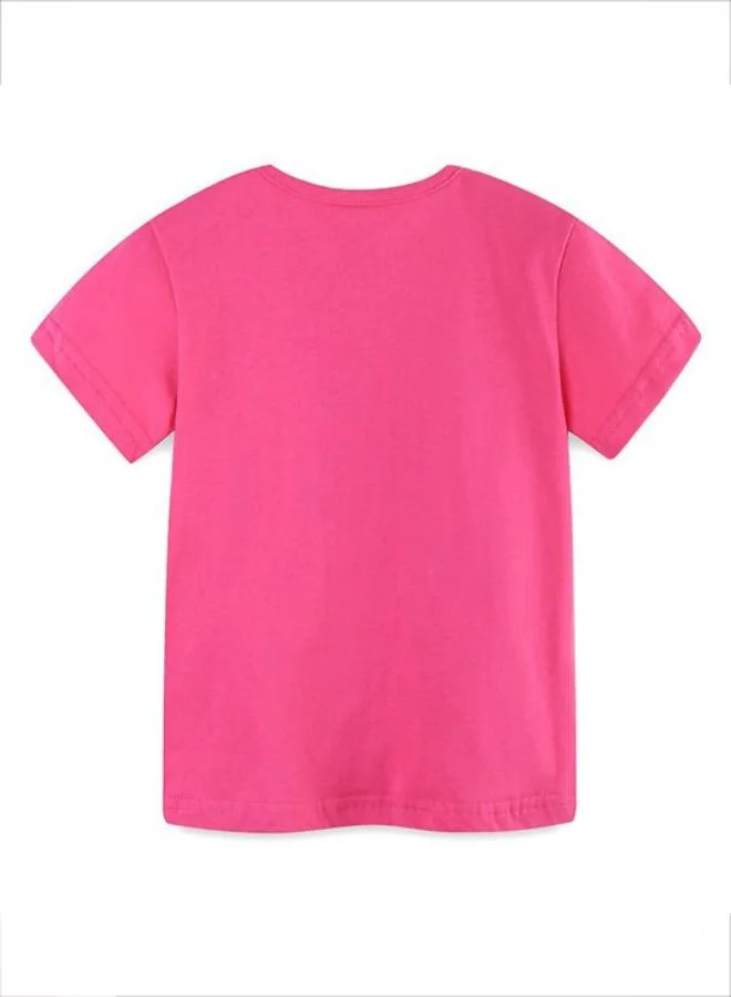 YUNIQEE Pink Crew Neck Short Sleeve Printed Top