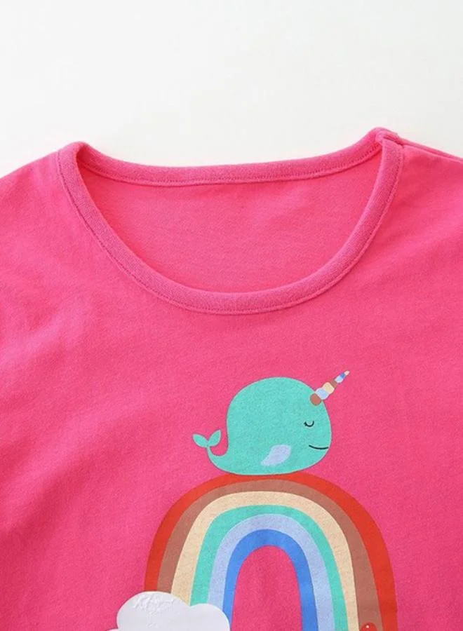 YUNIQEE Pink Crew Neck Short Sleeve Printed Top