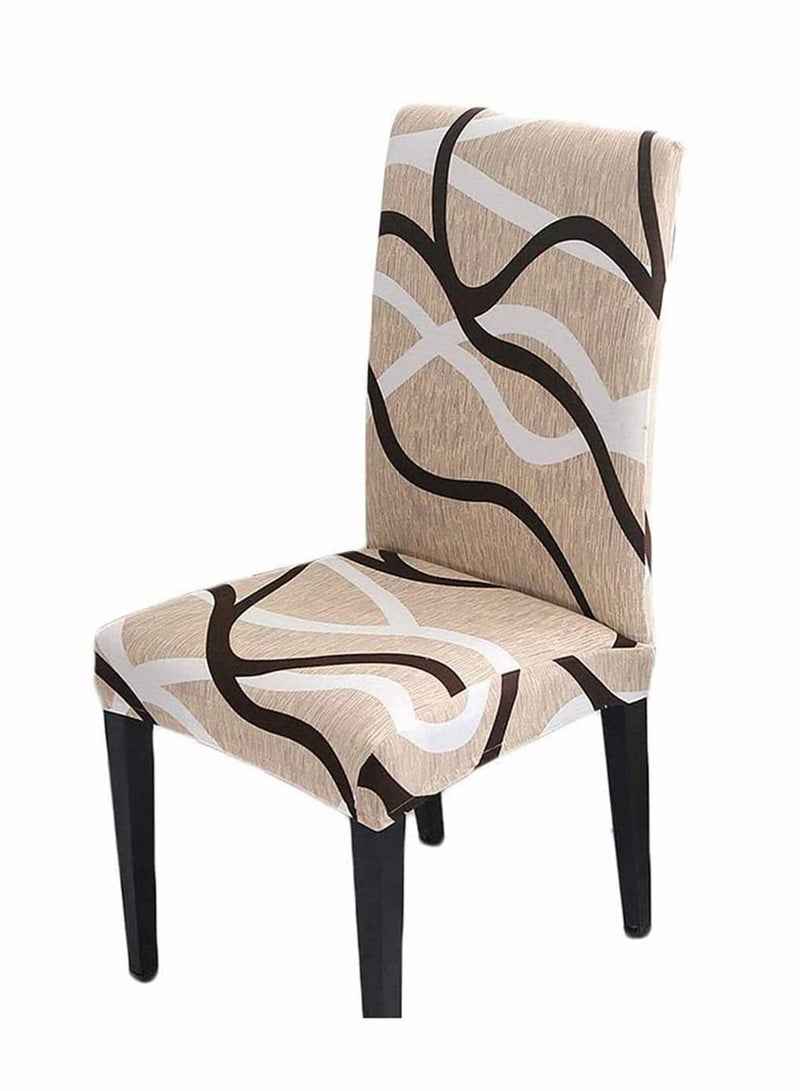 SYOSI Chair Covers for Dining Room Stretch Spandex Removable Washable Antidust Seat Slipcover Protector for Hotel Office Ceremony Banquet Wedding PartyKhaki/Coffee Set of 2 - Image 1