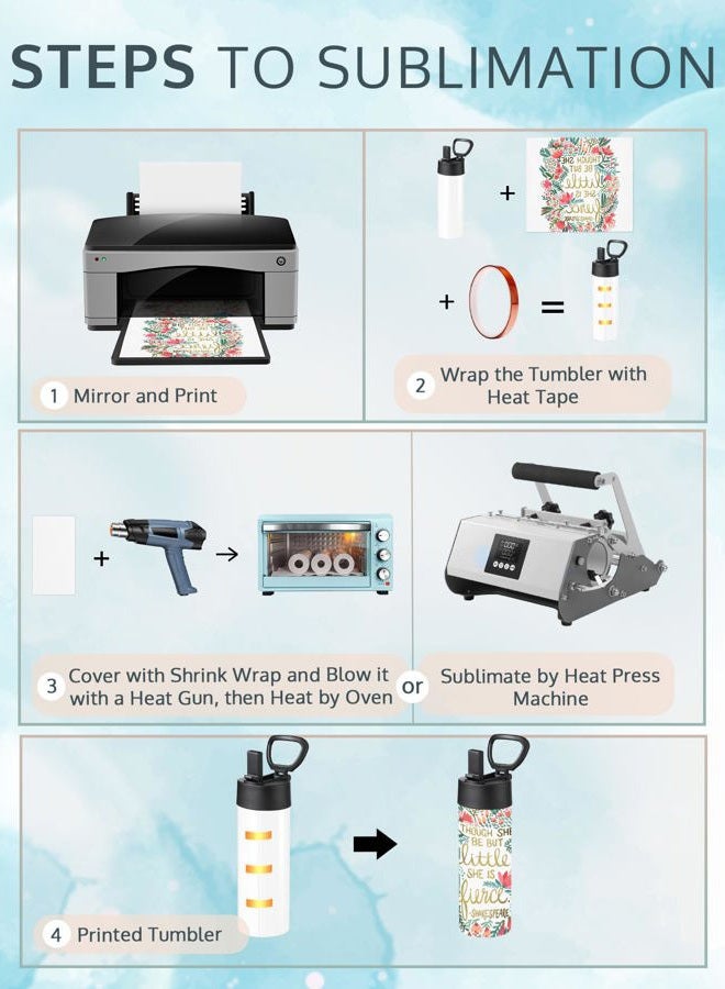 OFFNOVA 8 Pack Kid Sublimation Water Bottle Blanks with Straw, 12 oz Sublimation Tumblers Bulk Stainless Steel Sports Bottles for Tumbler Heat Press Sublimation Printing - Image 5