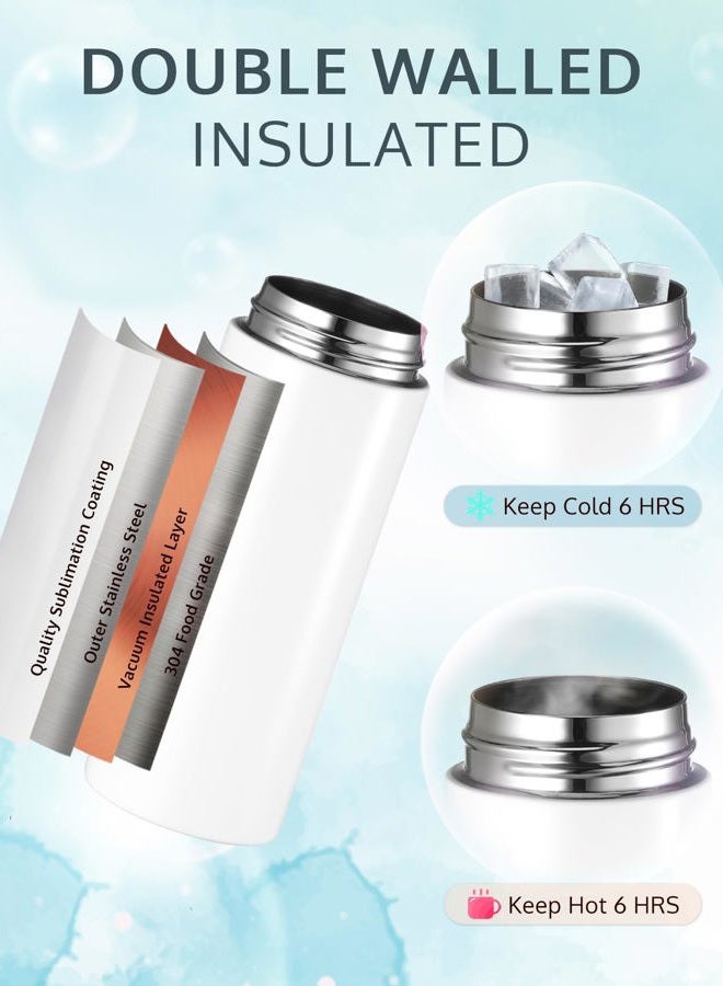 OFFNOVA 8 Pack Kid Sublimation Water Bottle Blanks with Straw, 12 oz Sublimation Tumblers Bulk Stainless Steel Sports Bottles for Tumbler Heat Press Sublimation Printing - Image 4