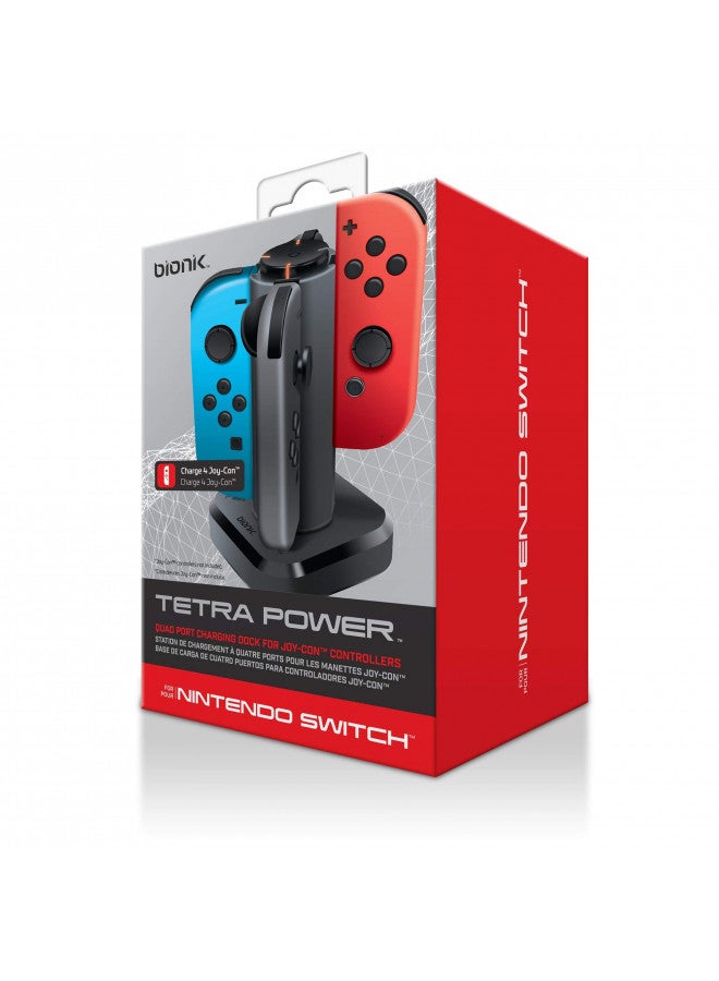 Bionik Tetra Power - Nintendo Switch Joy Con Charging Dock (4 Controllers) with Built-In Cable Adjustment System and LED Charge Status Indicators - Image 1