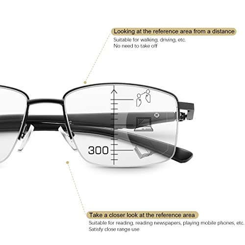 PEEPAI Progressive Photochromic Multifocus Reading Glasses Spring Hinge UV400 Protection Sun Readers Computer Anti Eyestrain Blue Light Transition Eyeglasses for Men Women 1.5 - Image 3
