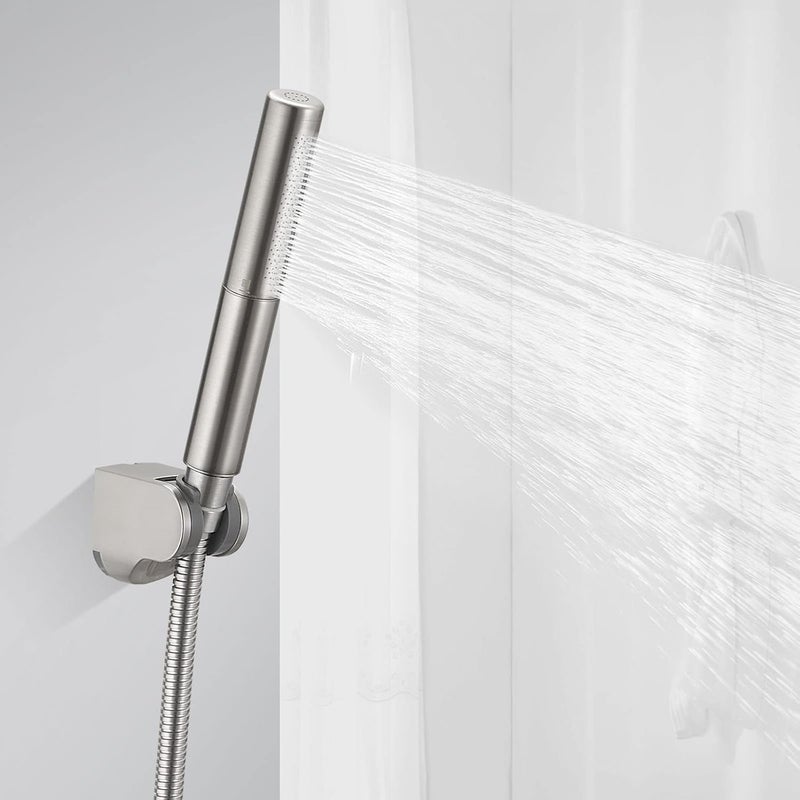 BESy Brass 2 In 1 Function Handheld Shower Head Set High Pressure 7 Inch Shower Head High Flow Hand Shower Wand with 59 Inch Hose, Bracket, Brushed Nickel - Image 4