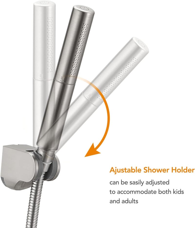 BESy Brass 2 In 1 Function Handheld Shower Head Set High Pressure 7 Inch Shower Head High Flow Hand Shower Wand with 59 Inch Hose, Bracket, Brushed Nickel - Image 5