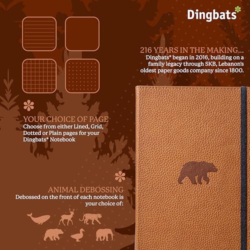 Dingbats* Notebooks Dingbats* Wildlife Dotted Writing Journal Notebook A5 - Vegan Leather Hardcover - Ideal for Work, Travel - Pocket, Elastic Closure, & Bookmark - Image 2