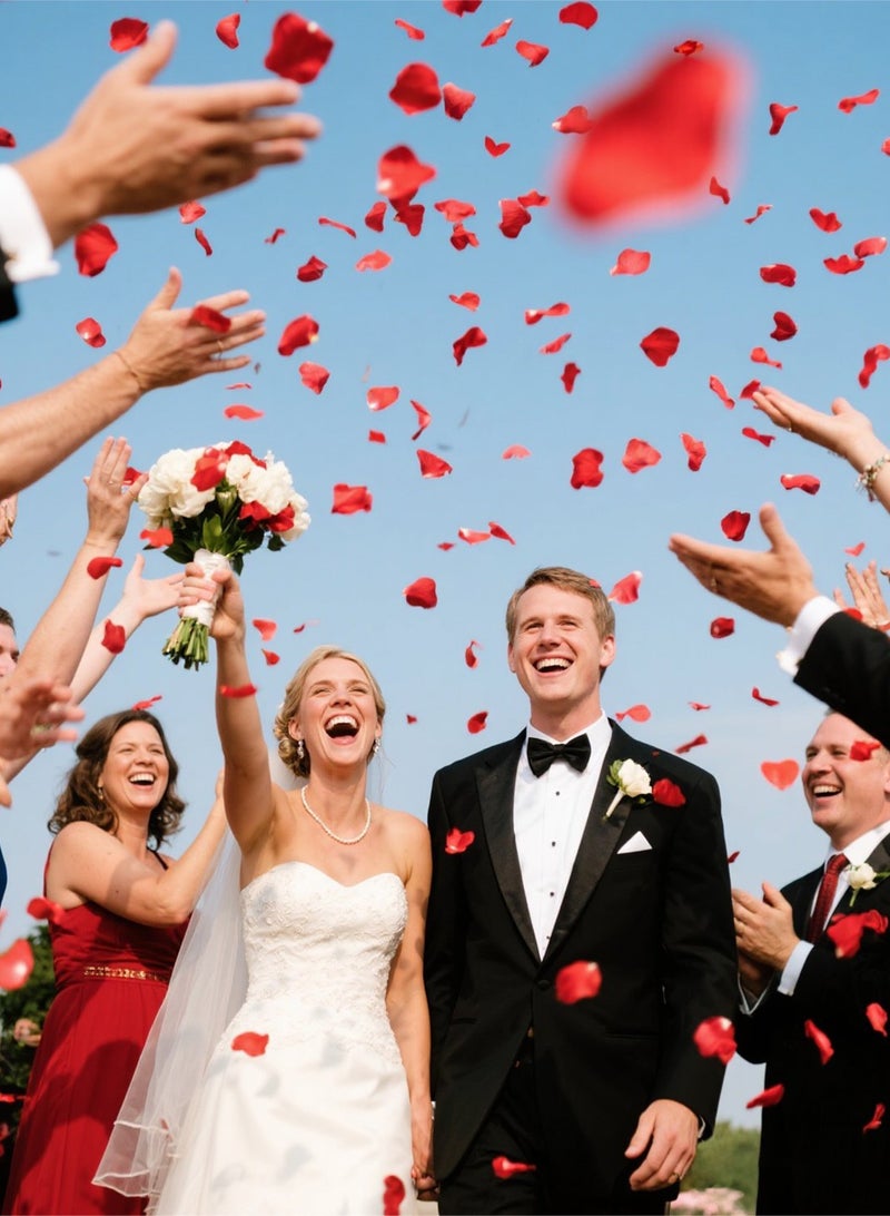 هومار كيت 3000 بتلة ورد صناعية، 5 × 4.5 سم، بتلات زهور صناعية، زينة رومانسية، مجموعة خاصة لليلة مميزة لعيد الحب، ذكرى الزواج، الخطوبة، المناسبات، زينة زهور الحفلات باللون الأحمر - Image 4