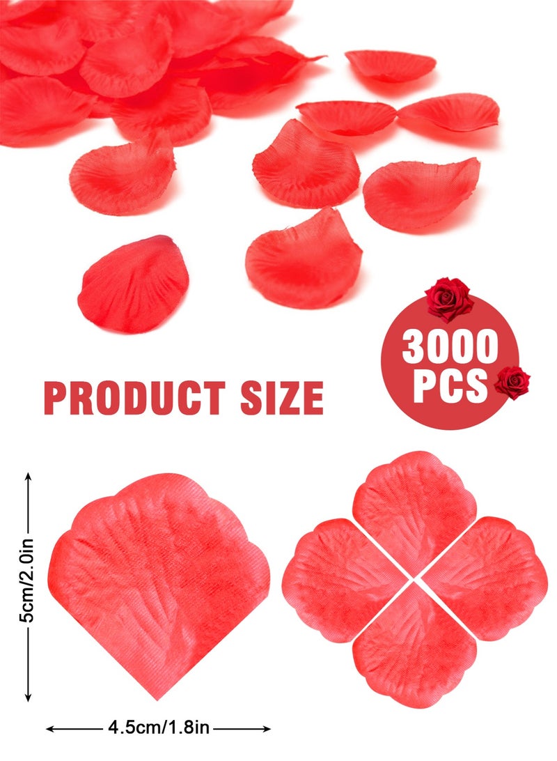 هومار كيت 3000 بتلة ورد صناعية، 5 × 4.5 سم، بتلات زهور صناعية، زينة رومانسية، مجموعة خاصة لليلة مميزة لعيد الحب، ذكرى الزواج، الخطوبة، المناسبات، زينة زهور الحفلات باللون الأحمر - Image 3