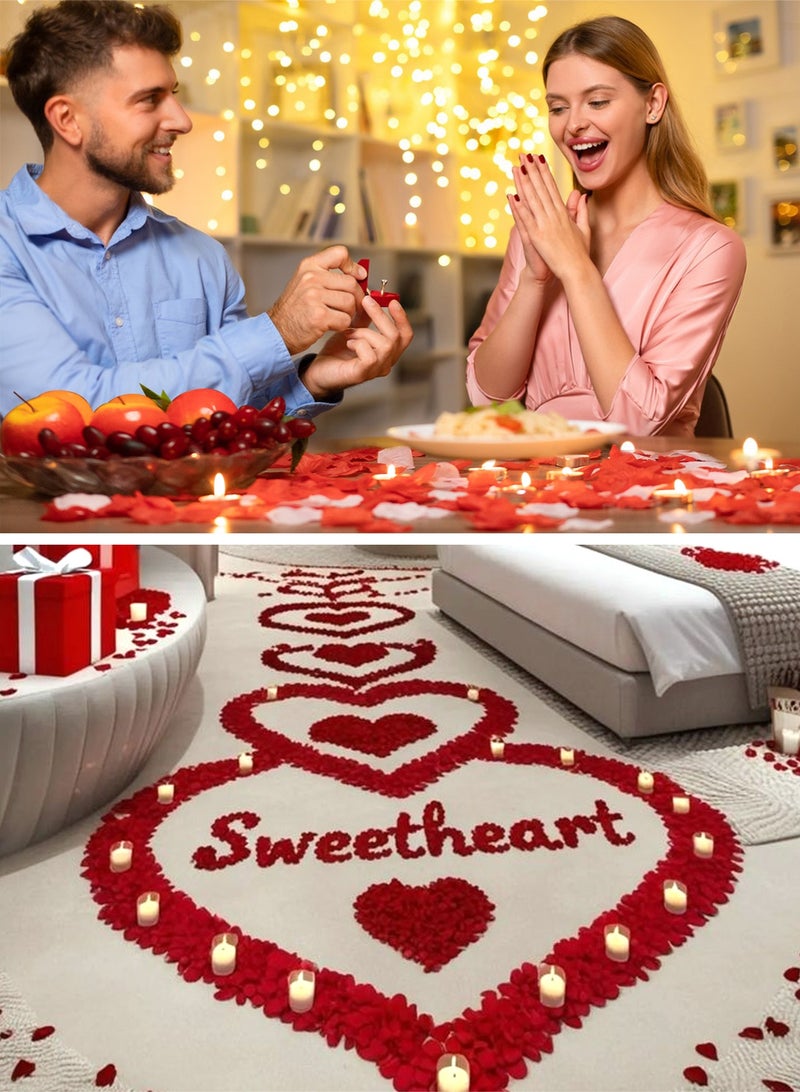 هومار كيت 3000 بتلة ورد صناعية، 5 × 4.5 سم، بتلات زهور صناعية، زينة رومانسية، مجموعة خاصة لليلة مميزة لعيد الحب، ذكرى الزواج، الخطوبة، المناسبات، زينة زهور الحفلات باللون الأحمر - Image 2