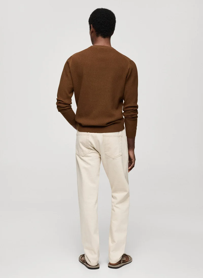 مانجو مان Ribbed Crew Neck Sweater