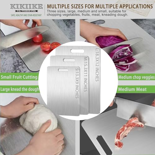 KIKIIKE Titanium Cutting Board Double-Sided 100% Pure Titanium Cutting Boards for Kitchen - Food-Grade titanware chopping boards Non-Stick Durable and easy to clean (13.3 x 9 in)1 Piece - Image 5