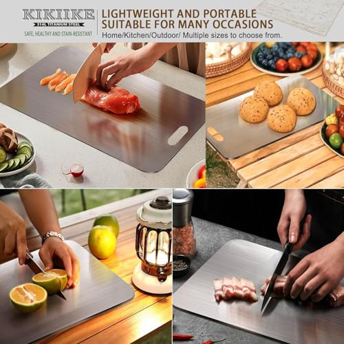 KIKIIKE Titanium Cutting Board Double-Sided 100% Pure Titanium Cutting Boards for Kitchen - Food-Grade titanware chopping boards Non-Stick Durable and easy to clean (13.3 x 9 in)1 Piece - Image 2