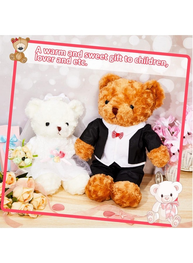 Civaner 2 Sets Bear Clothes Include Outfits of Groom's Tuxedo Suit and Bridal Dress Set, The Bear is Not Included, Suitable for 14-16 Inch Stuffed Animal Clothes - Image 2