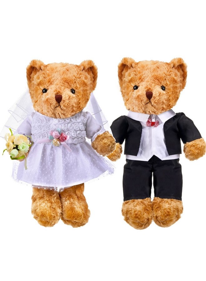 Civaner 2 Sets Bear Clothes Include Outfits of Groom's Tuxedo Suit and Bridal Dress Set, The Bear is Not Included, Suitable for 14-16 Inch Stuffed Animal Clothes - Image 1