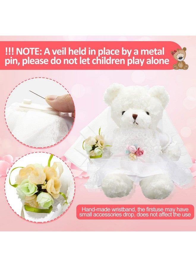 Civaner 2 Sets Bear Clothes Include Outfits of Groom's Tuxedo Suit and Bridal Dress Set, The Bear is Not Included, Suitable for 14-16 Inch Stuffed Animal Clothes - Image 4