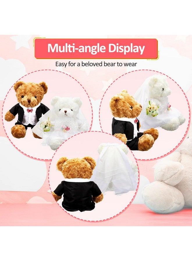 Civaner 2 Sets Bear Clothes Include Outfits of Groom's Tuxedo Suit and Bridal Dress Set, The Bear is Not Included, Suitable for 14-16 Inch Stuffed Animal Clothes - Image 5