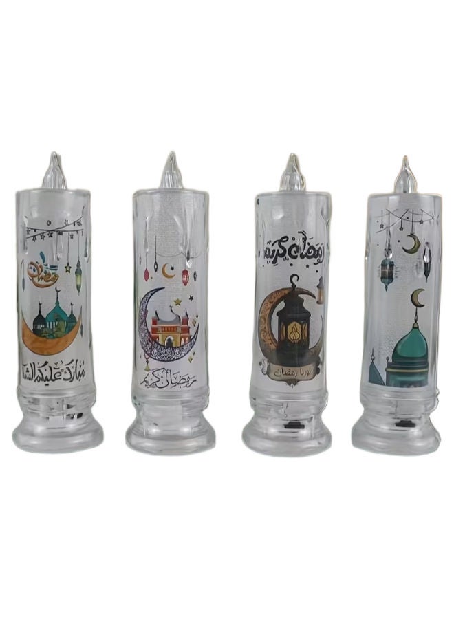 4 شموع عصرية شفافة مع إضاءة LED مدمجة لرمضان - Image 1