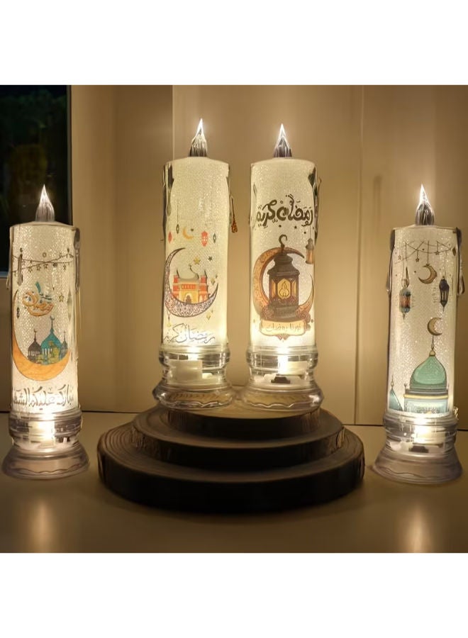 4 شموع عصرية شفافة مع إضاءة LED مدمجة لرمضان - Image 2