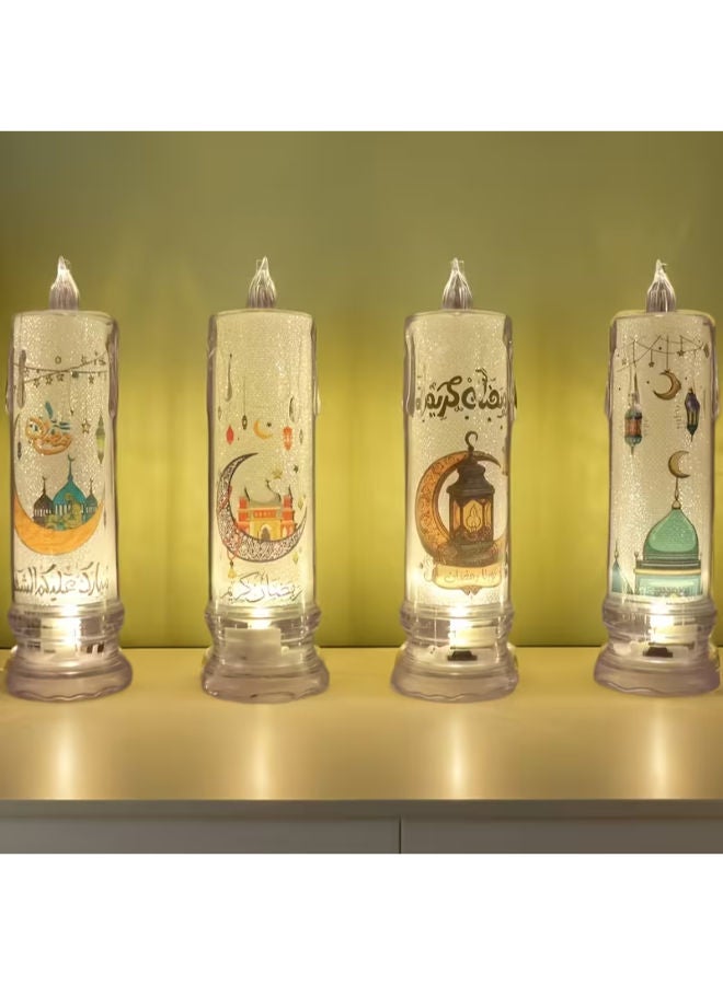 4 شموع عصرية شفافة مع إضاءة LED مدمجة لرمضان - Image 3