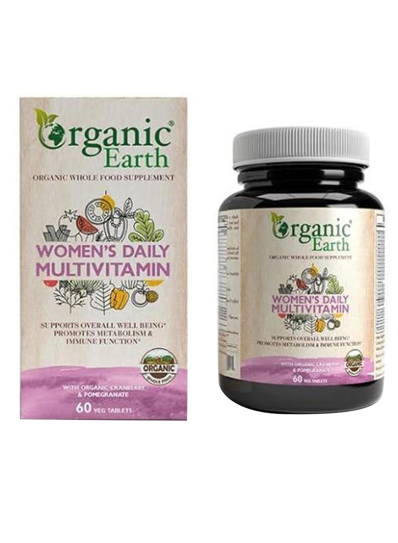 Organic Earth Women’S Daily Multivitamins with Organic Cranberry & Pomegranate 60 Capsules