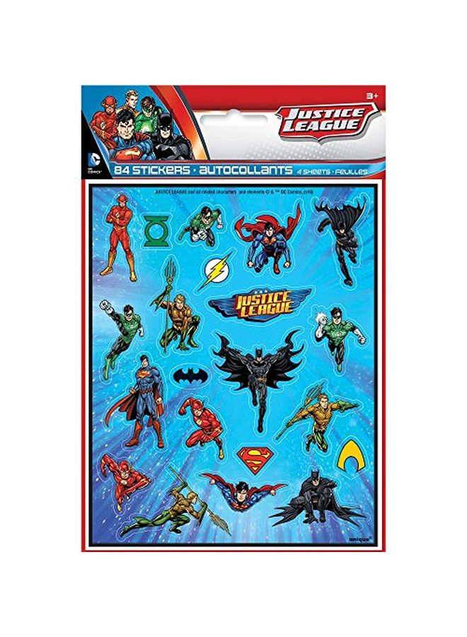 Unique Justice League Sticker Sheets 4Ct - Image 1