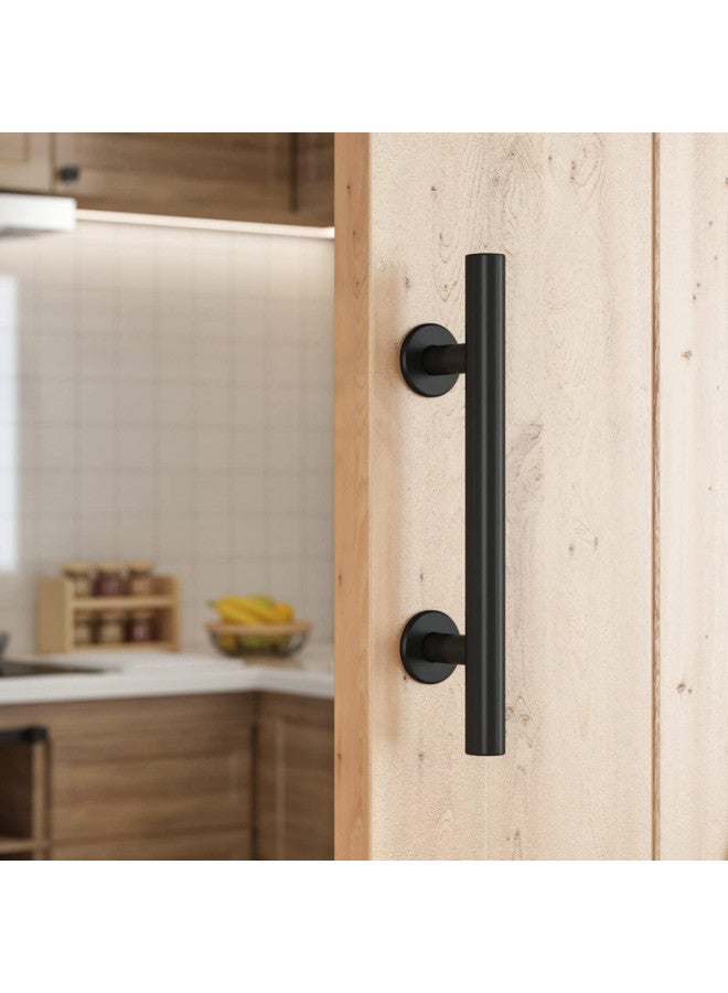 SMARTSTANDARD مقابض أبواب الحظائر SMARTSTANDARD 12" 2PCS، مقبض سحب باب الحظيرة منزلق أسود ثقيل التحمل تصميم ريفي كبير من الجانبين للأبواب والمرائب والمخازن والأثاث من مادة الصلب الصلب دائري - Image 3
