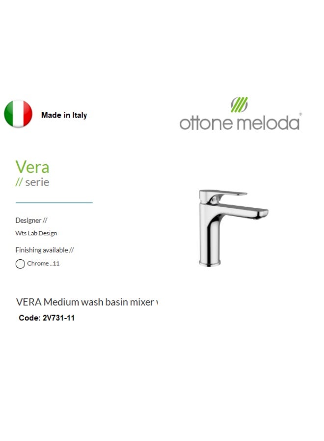 ottone meloda VERA  Medium wash basin mixer w/o pop up waste - Image 2