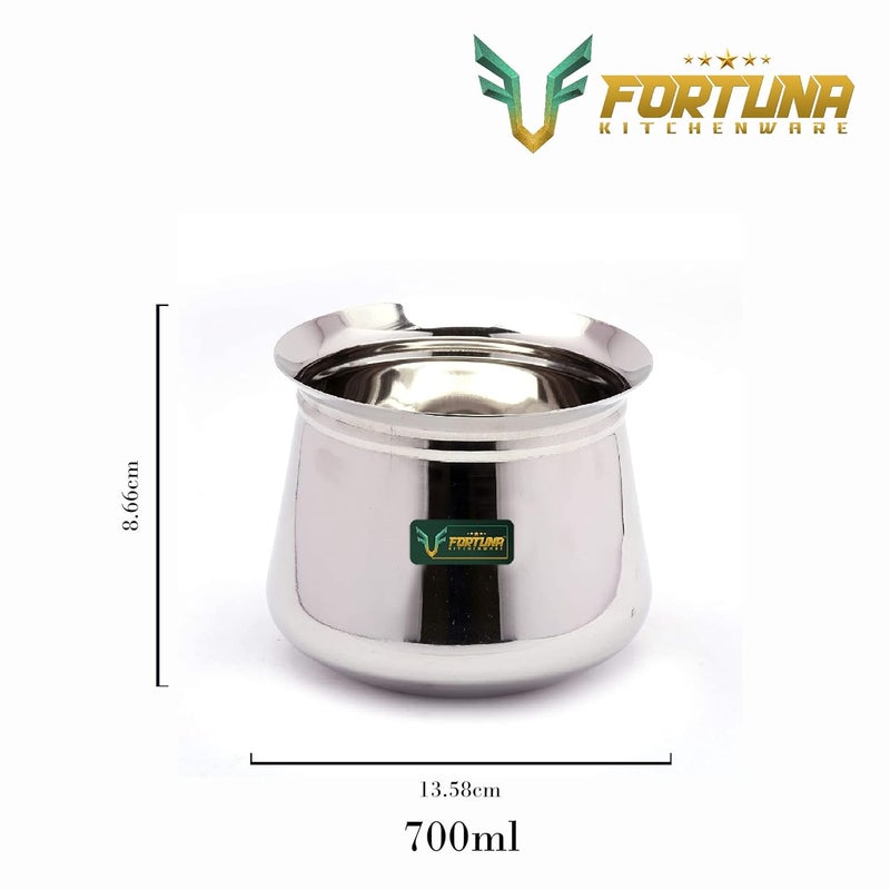 FORTUNA KITCHENWARE Heavy Gauge Dahi Handi/Curd Pot with Lid Stainless Steel Handi Utensils, Cookware & Serveware Handi for Kitchen with Lid & Knob 700ml, 1500ml & 2500ml - Image 2