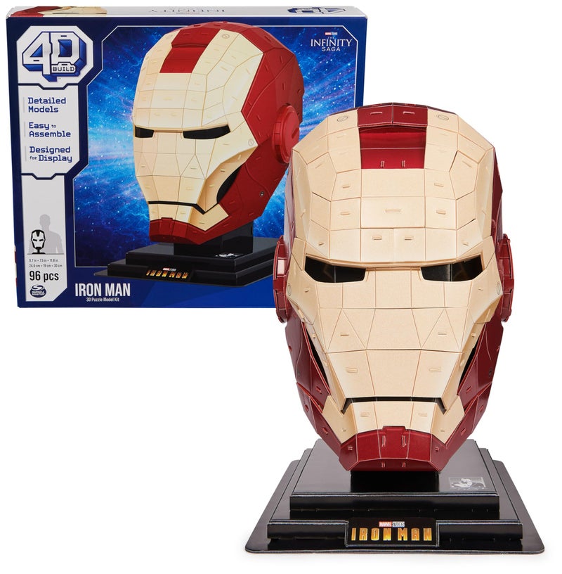 4D Build, Marvel Iron Man 3D Puzzle Model Kit with Stand 96 Pcs | Iron Man Helmet Desk Decor | Building Toys | 3D Puzzles for Adults & Teens 12+ - Image 1