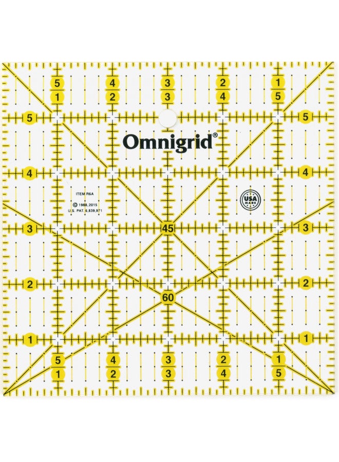 Omnigrid Omnigrid 6 x 6 w/Angles Quilting Rulers, 6" x 6", Clear  - Image 1