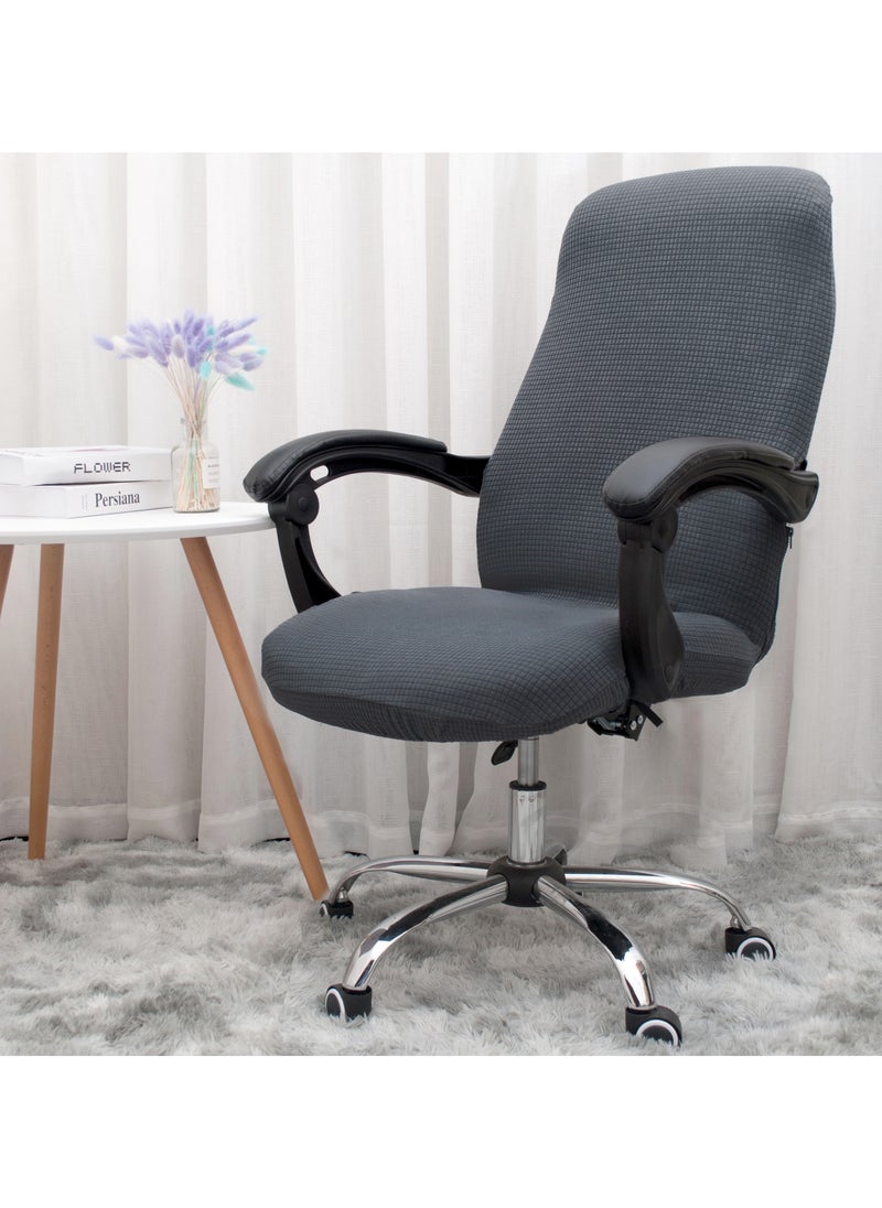 Generic Waterproof Armless Chair Slipcover Stretch Criss Cross Slip Cover Accent Chair Covers Jacquard Wide Seat Office Desk Chair Cover for Swivel Task Vanity Furniture Mid Back Accent Chair Cover(Just a cover, No chair!)  - Image 2