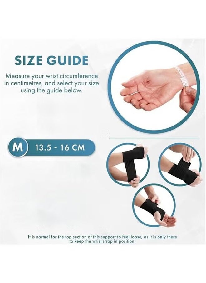 2 Pcs Wrist Hand Brace Elastic Support with Adjustable Strap Ideal for Carpal Relief Tendonitis Sprains Injury or Sports Use no Metal bar Without inhibiting Flexibility Left Right (Black)