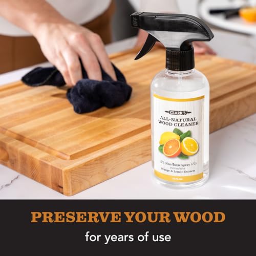 CLARK'S Natural Cutting Board Spray Cleaner, with Microfiber Cloth, for Wood Countertop – Pure Ingredients Filtered Water, Distilled Vinegar, Castile Soap, Lemon & Orange Citrus Oil Extracts, 12oz - Image 3