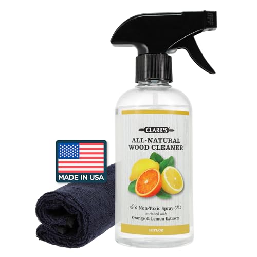 CLARK'S Natural Cutting Board Spray Cleaner, with Microfiber Cloth, for Wood Countertop – Pure Ingredients Filtered Water, Distilled Vinegar, Castile Soap, Lemon & Orange Citrus Oil Extracts, 12oz - Image 1