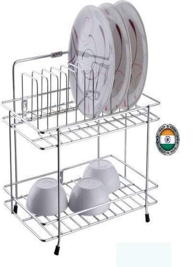 Gcrox Stainless Steel 2 Layer Dish Drainer Rack Crockery Cutlery Stand Drying Rack