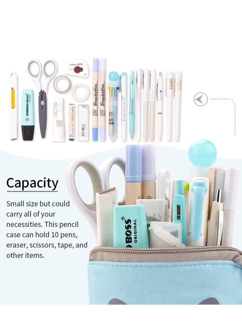 SYOSI Pencil Holder, Transformer Stand Store Holder Canvas PU Cartoon Cute Cat Telescopic Organizer Cosmetics Pouch Makeup Bag up Case for Student Girl Boy Adult  - Image 2