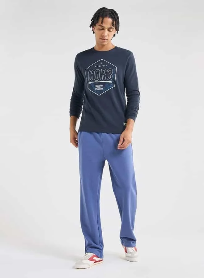 Splash FAV Printed Crew Neck T-shirt with Long Sleeves