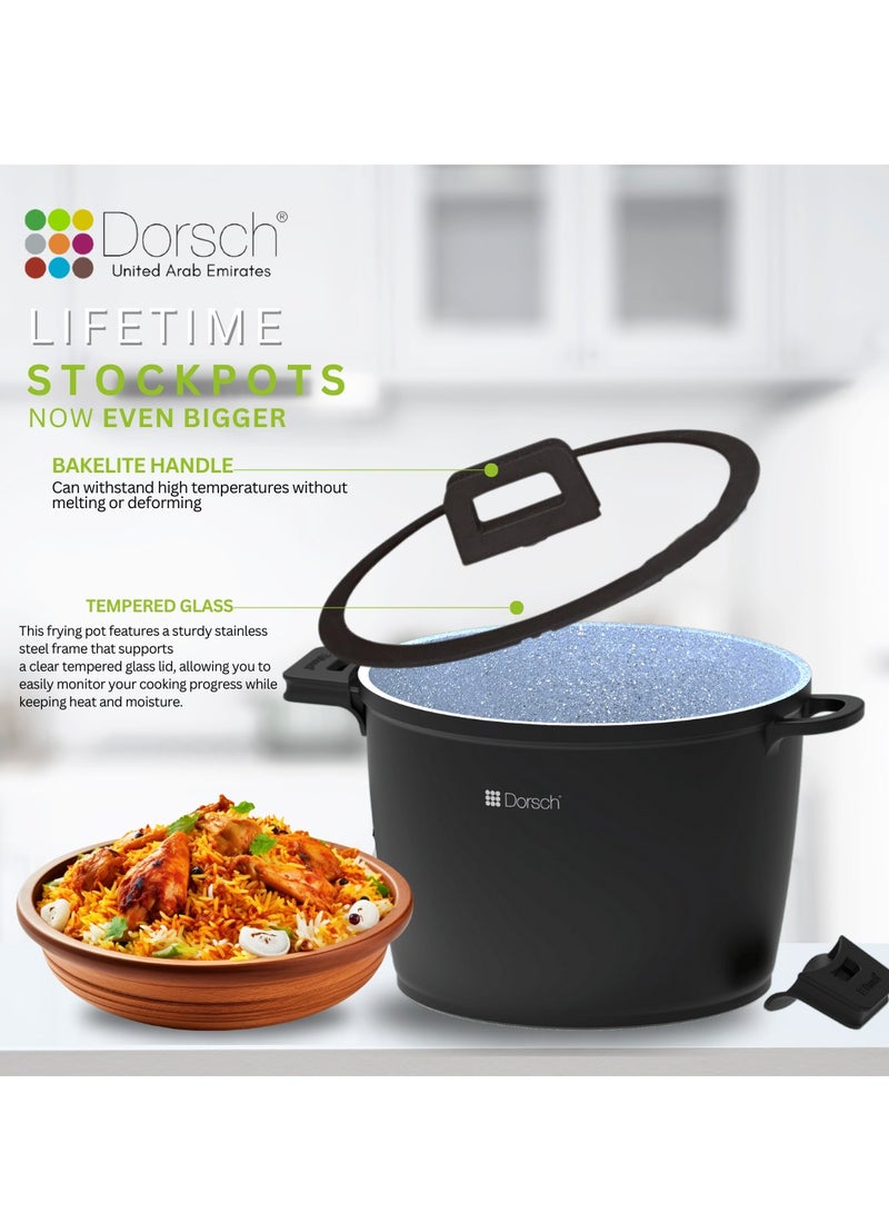 Dorsch Danish Design Ceramic Coated StockPot | Durable Die-Cast Aluminum Body | Induction & Gas Stove Compatible | TUV Safety Certified | Removable Silicone Handles for Convenience | Tempered Glass Lid Included | Sleek Design  (24 cm – 6.8 Liter) - Image 3