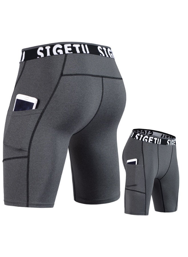 SIGELUN Side Pocket Men's Gym Shorts Legging Basketball Bottom Basic Running Tights Dry Fit Exercise Active Workout Sweat Jogger Fitness - Image 1