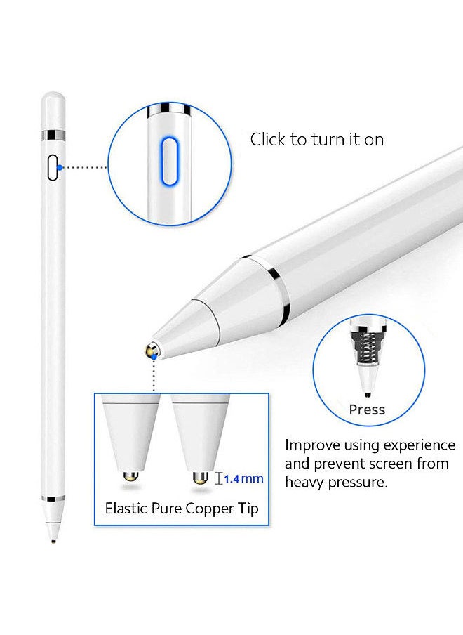 Generic - Universal Stylus Pen Elastic Pure Copper Tip Auto Power Off Compatible with iOS/Android/Windows Capacitive Touchscreens, Black - Image 1