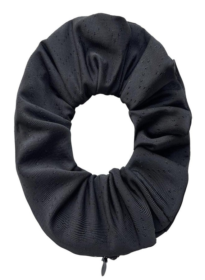 DINPREY 4 قطع رباط شعر مخملية سادة مزخرفة مع جيب مخفي ونقطة تخزين لرباط ذيل الحصان - Image 3