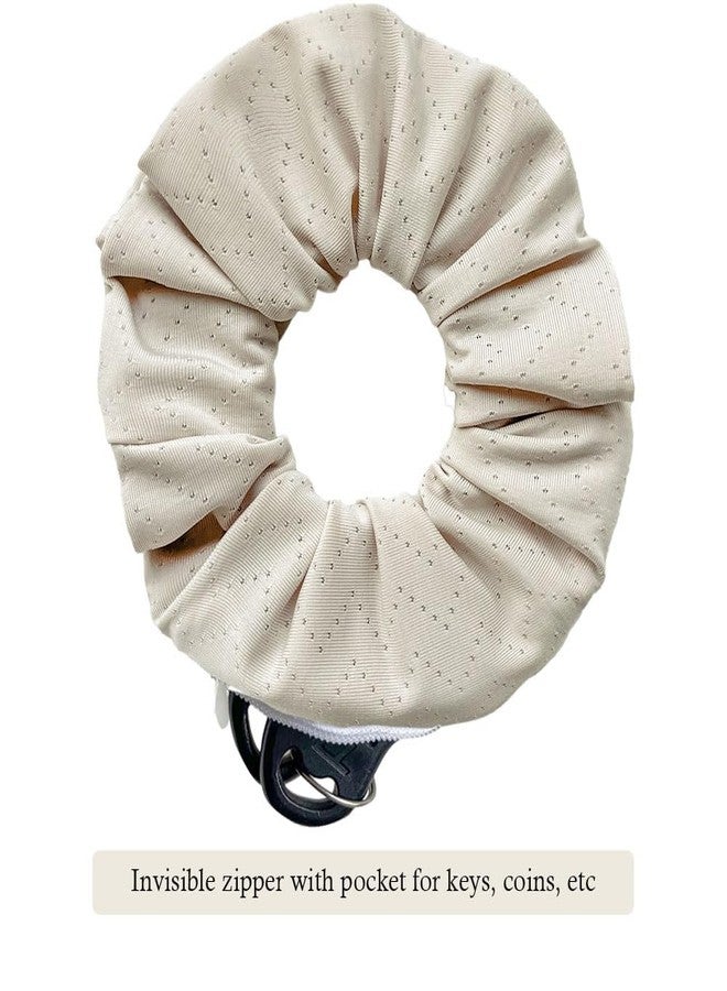 DINPREY 4 قطع رباط شعر مخملية سادة مزخرفة مع جيب مخفي ونقطة تخزين لرباط ذيل الحصان - Image 2