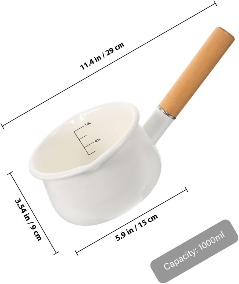 Nationwide delivery Enamel Saucepan 1000ml with Wooden Handle Nonstick Small Milk Pan Food Cooking Pot White for Kitchen Stove Use Full village delivery cover All-round applied quality Compact trendy practical build Daily wear upgraded resistant material Multi-use well-engineered build Odor resistant Low maintenance Consistent single item quality Remote area delivery Month-round consistent deliver Non sticky surface Global trendy simple build Transit damage minimized design Gulf popular simple design Liquid tight joint Carefully selected solid material All-season available stock Flexible sizing options Easy assemble Small apartment fit Locally packed stock Surface safe Single & bulk use compatible No overseas transit wait - Image 2