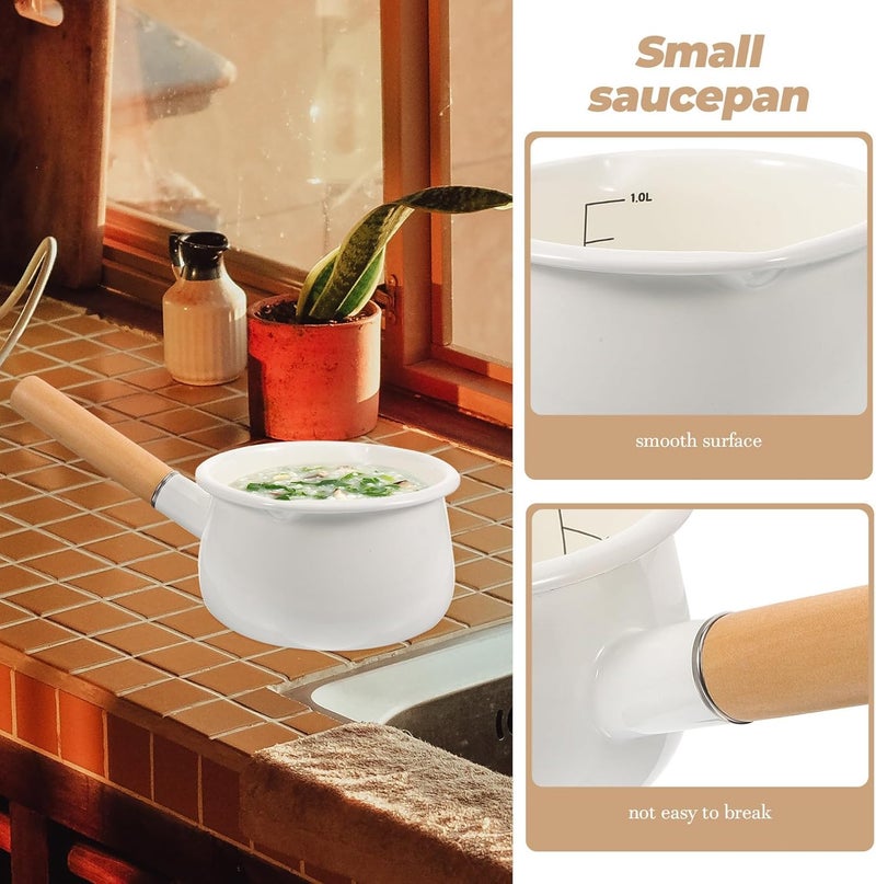 Nationwide delivery Enamel Saucepan 1000ml with Wooden Handle Nonstick Small Milk Pan Food Cooking Pot White for Kitchen Stove Use Full village delivery cover All-round applied quality Compact trendy practical build Daily wear upgraded resistant material Multi-use well-engineered build Odor resistant Low maintenance Consistent single item quality Remote area delivery Month-round consistent deliver Non sticky surface Global trendy simple build Transit damage minimized design Gulf popular simple design Liquid tight joint Carefully selected solid material All-season available stock Flexible sizing options Easy assemble Small apartment fit Locally packed stock Surface safe Single & bulk use compatible No overseas transit wait - Image 3