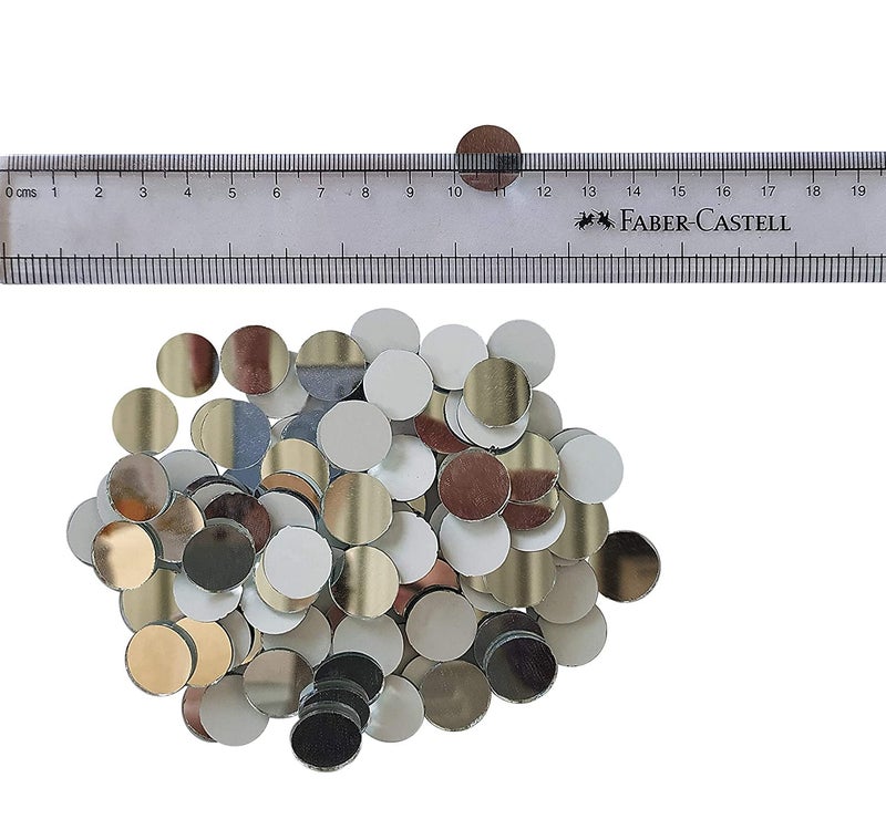 ProKart Mirror for Embroidery Works, Size -15MM, Color-, Shape - Round, Qty-125 Pcs, Art and Craft, Decoration Material - Image 2
