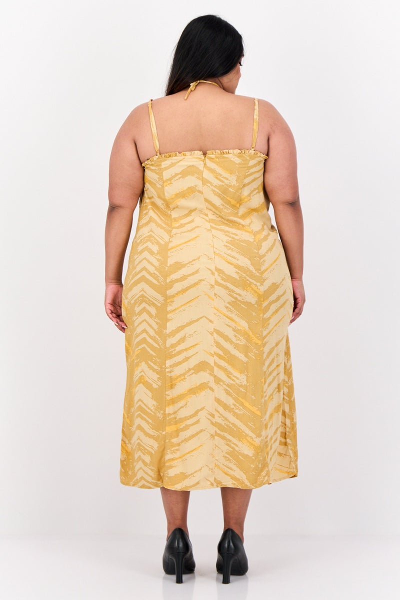 ONLY Women Abstract Slip Dress Casual, Mustard - Image 2