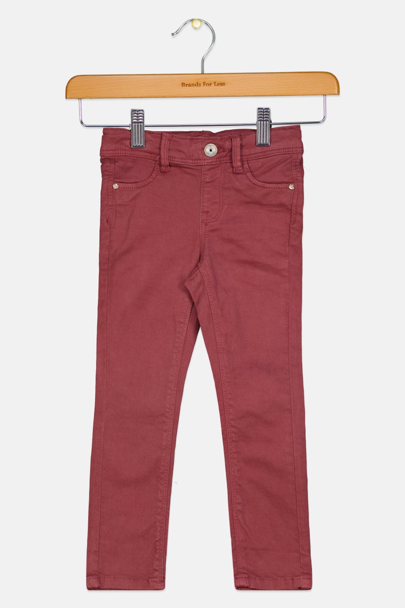 NAME IT Toddlers Girl Solid Jeans, Maroon - Image 1