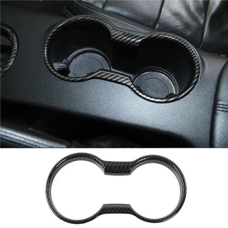 KDFUHRUI Car Water Cup Holder Frame Decoration for Ford Mustang Accessories 2015 2016 2017 2018 2019 2020 2021 2022 2023 Interior AccessoriesBlack Carbon Fiber - Image 2