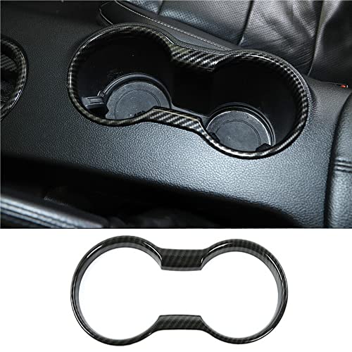 KDFUHRUI Car Water Cup Holder Frame Decoration for Ford Mustang Accessories 2015 2016 2017 2018 2019 2020 2021 2022 2023 Interior AccessoriesBlack Carbon Fiber - Image 1