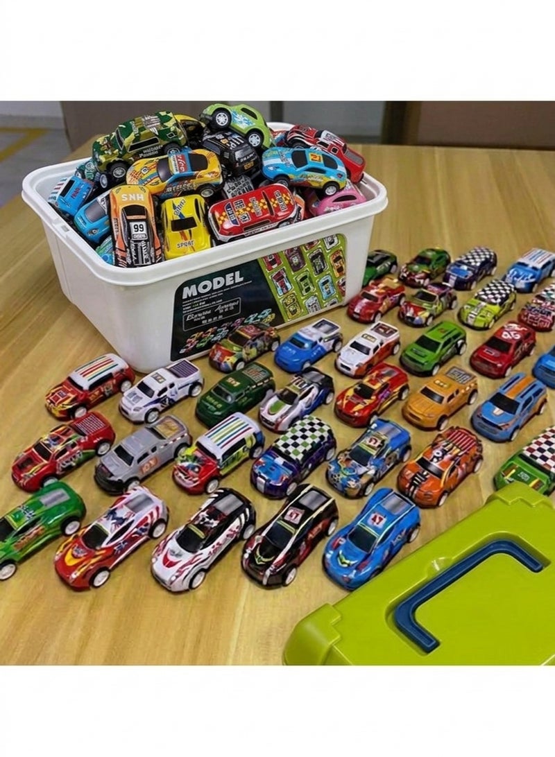 Premium 70-Piece Die-Cast Metal Toy Car Set with Heavy-Duty Portable Storage Box – Massive Racing Collection for Kids and Toddlers - Image 1